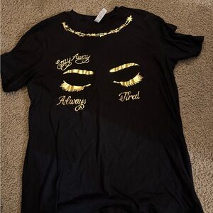 Black T-Shirt with Gold Graphic Design